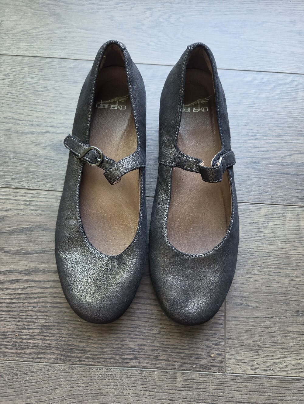Dansko Black Pewter Mary Jane's Size 38/7.5